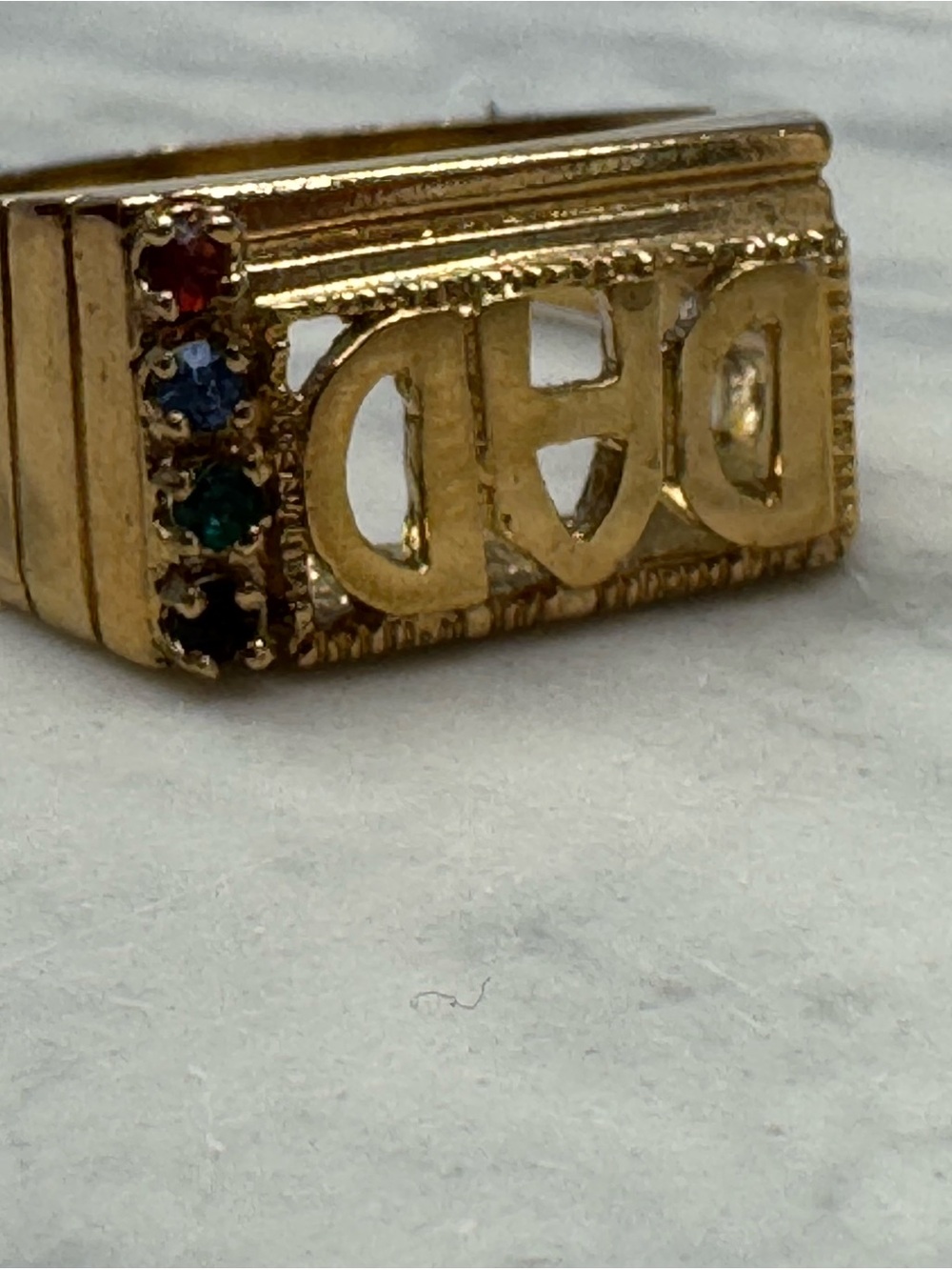 Vintage DAD Statement Ring Colorful Stone Accent Brass Sample Ring Size 9.5 - Picture 12 of 16